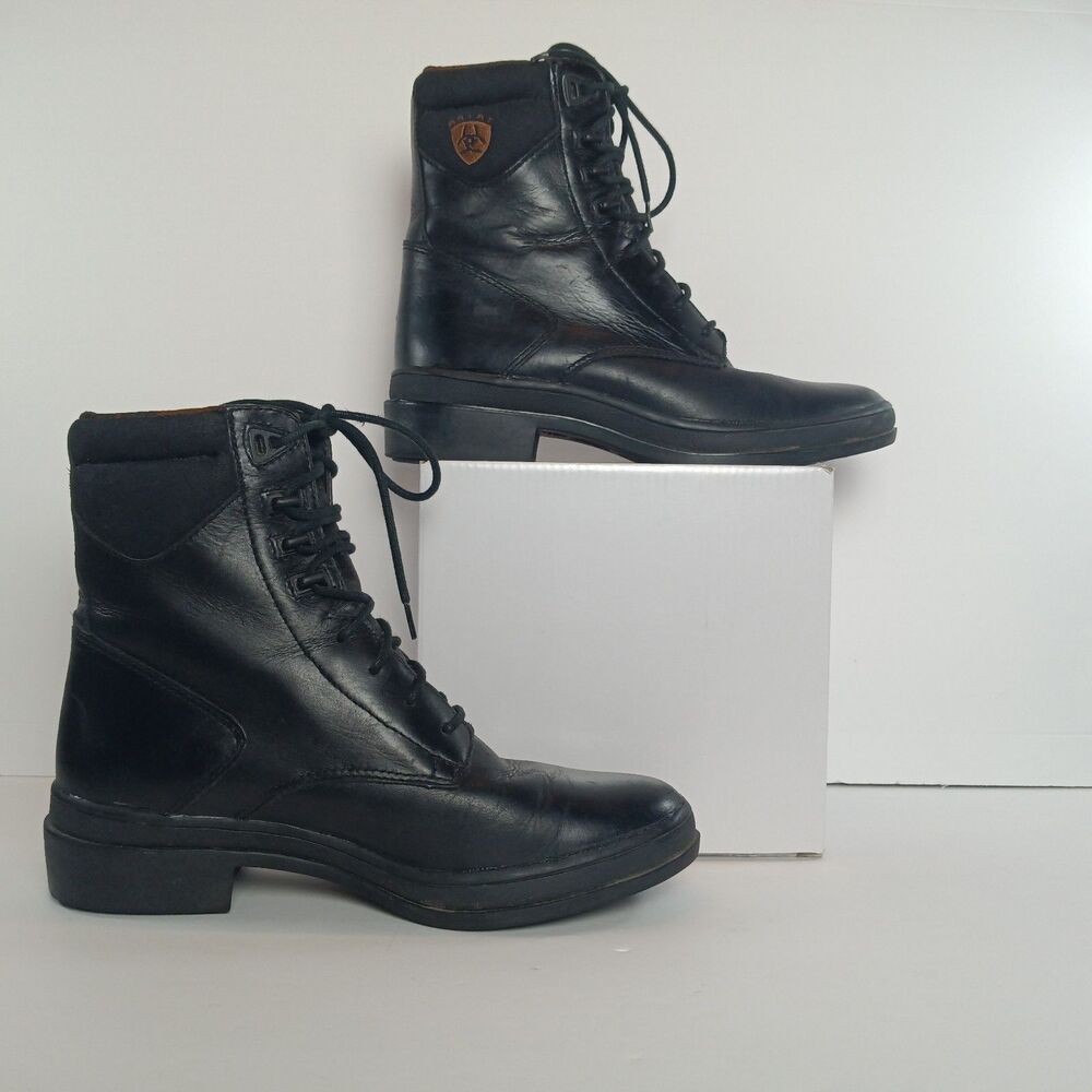 Ariat Heritage Lace Women Paddock Boots Black Leather Equestrian Riding Women7.5